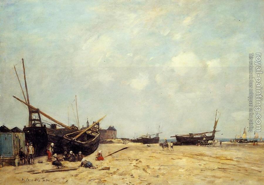 Eugene Boudin : Fishing Boats Aground and at Sea